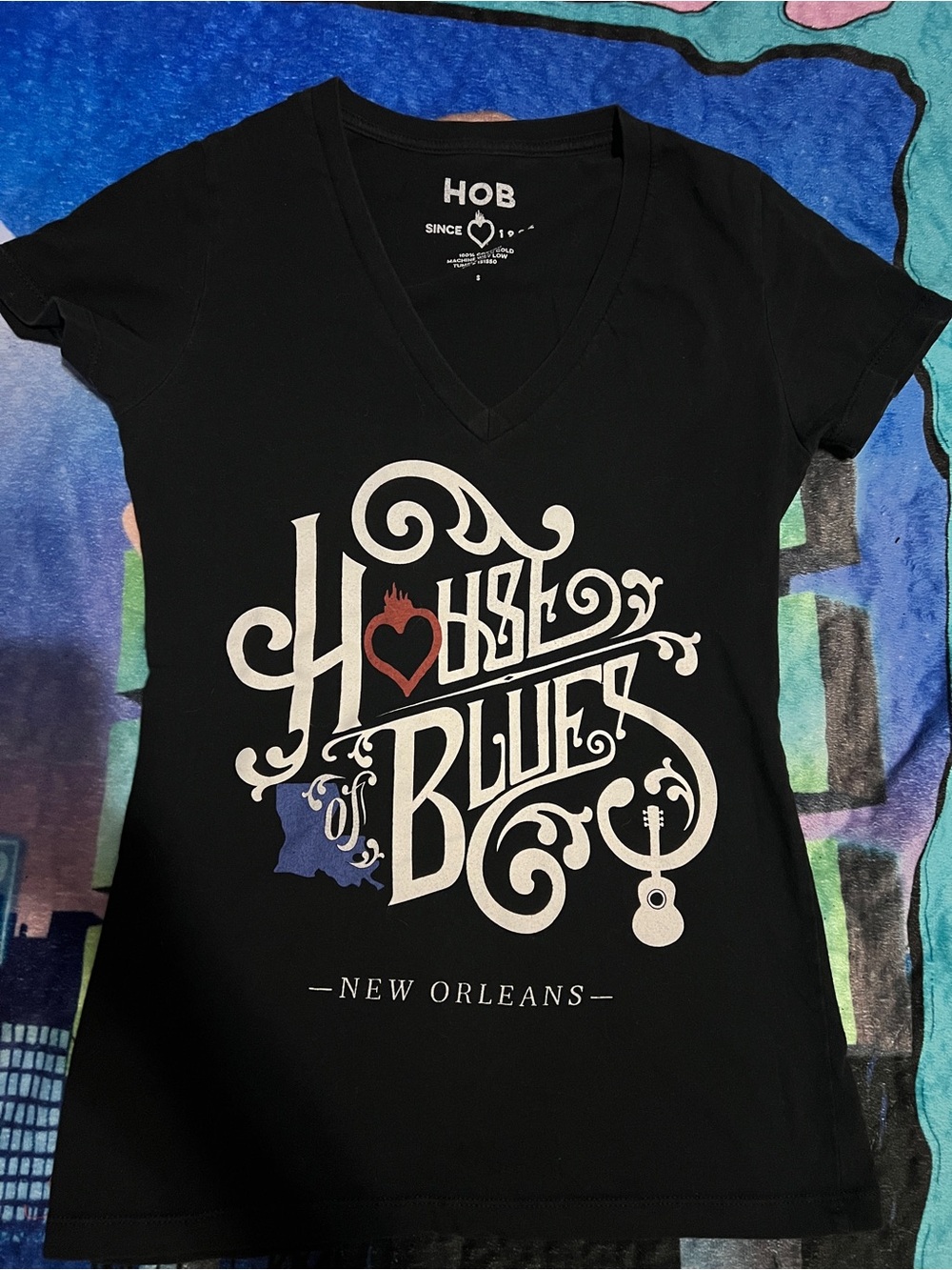 New Orleans House of Blues Black V-Neck Graphic Tee